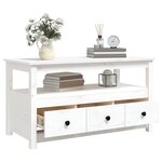 vidaXL Table basse Blanc 102x49x55 cm Bois massif de pin