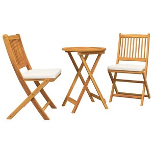 vidaXL Ensemble bistro de jardin 3 pc Marron Bois d'Acacia Massif