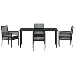 vidaXL Ensemble de salle à manger pour jardin 5 Pièces Noir Poly rotin