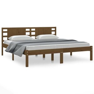 vidaXL Cadre de lit sans matelas marron miel 200x200cm bois pin massif