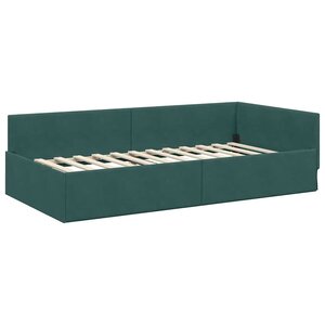 vidaXL Cadre de lit d'angle Vert foncé 100 cm x 200 cm tissu