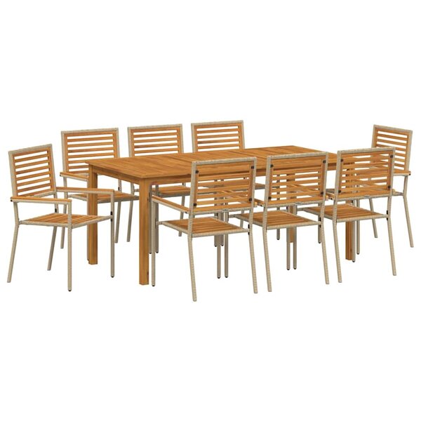 vidaXL Ensemble de salle à manger pour jardin 9 Pièces Beige