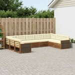 vidaXL Ensemble de canapés d'extérieur 9 Pièces Naturel et Crème
