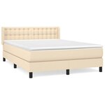 vidaXL Sommier à lattes de lit avec matelas Crème 140x190 cm Tissu