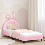 vidaXL Cadre de lit pour enfants avec tête de lit Rose 90 x 200 cm PU