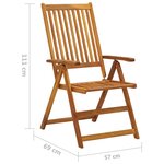 Vidaxl chaises pliables de jardin 3 pièces avec coussins bois d'acacia