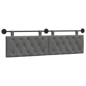 vidaXL Tête de lit suspendue Avec lumière LED Gris foncé Velours