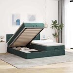 vidaXL Cadre de lit ottoman avec matelas vert foncé 200x200 cm velours