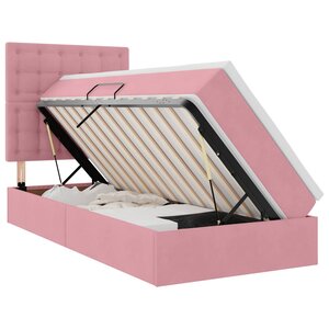 vidaXL Lit de rangement LED avec matelas Rose 90 x 190 cm Velours