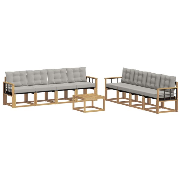 vidaXL Ensemble de canapés d'extérieur 9 pc Blanc et gris clair