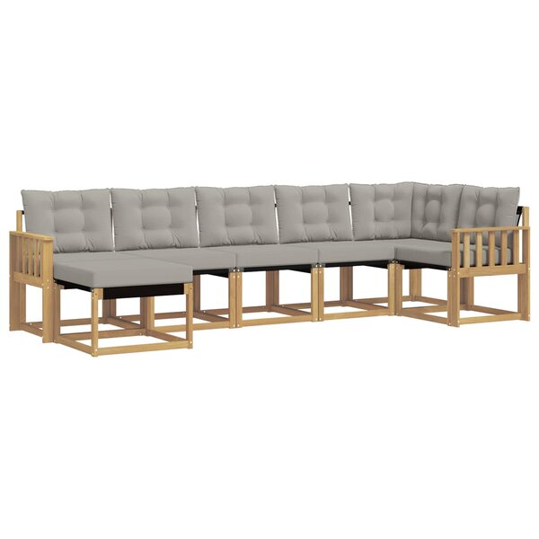 vidaXL Ensemble de canapés d'extérieur 7 Pièces Blanc et gris clair
