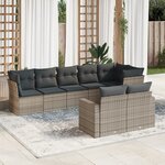 vidaXL Salon de jardin 8 Pièces avec coussins gris résine tressée