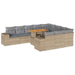vidaXL Salon de jardin avec coussins 10Pièces beige résine tressée acacia