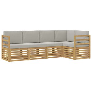 vidaXL Ensemble de canapés d'extérieur 5 Pièces Blanc et gris clair