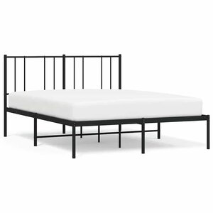 vidaXL Cadre de lit métal sans matelas et tête de lit noir 160x200 cm