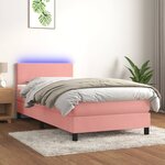 vidaXL Sommier à lattes de lit avec matelas LED Rose 90x190 cm Velours