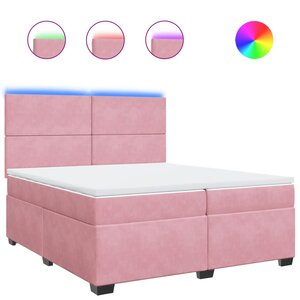 vidaXL Sommier à lattes de lit avec matelas Rose 200x200 cm Velours