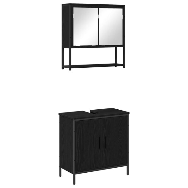 vidaXL Ensemble de mobilier de salle de bain avec étagère 2 Pièces Noir