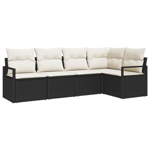 vidaXL Ensemble de canapé de jardin 5 Pièces Noir Poly rotin