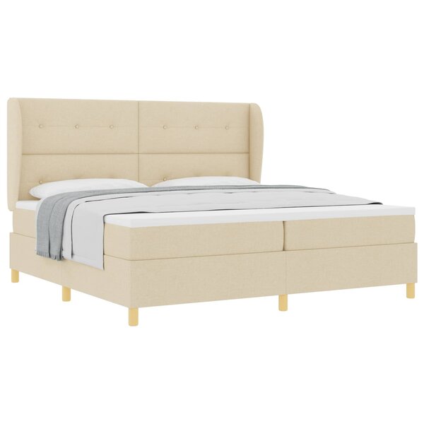 vidaXL Lit à ressorts avec matelas gris foncé 90x190 cm Crème tissu