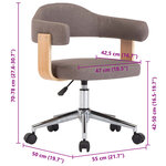 vidaXL Chaise pivotante à manger Taupe Bois courbé et tissu