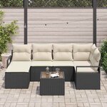 vidaXL Ensemble de canapé de jardin avec coussin 7 Pièces Marron et Crème