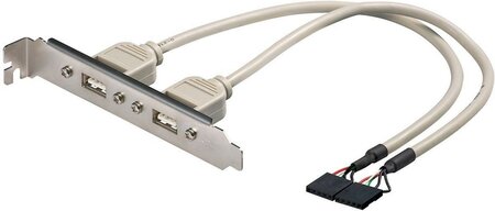 Equerre 2 ports USB 2.0 Goobay avec connecteurs sur carte mère (5 broches)