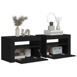 vidaXL Tables de chevet 2 Pièces avec LED Noir 60x35x40 cm