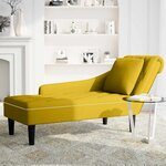 vidaXL Fauteuil long avec coussin et accoudoir droit jaune velours