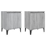 vidaXL Tables de chevet pieds en métal 2 Pièces Sonoma gris 40x30x50 cm