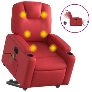 vidaXL Fauteuil inclinable de massage électrique rouge similicuir