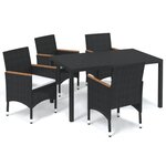vidaXL Ensemble à dîner de jardin avec coussins 5 Pièces poly rotin noir