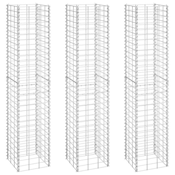 vidaXL Lits surélevés en gabion 3 Pièces 30x30x150 cm Fer
