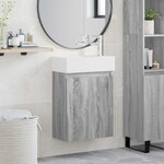 vidaXL Meuble de salle de bain avec robinet Sonoma gris