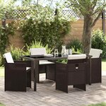 vidaXL Ensemble de salle à manger pour jardin 5 Pièces Marron polyrotin