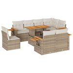 vidaXL Salon de jardin avec coussins 9 Pièces beige résine tressée acacia