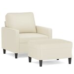 vidaXL Fauteuil avec repose-pied Crème 60 cm Velours