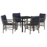 vidaXL Ensemble de salle à manger pour jardin 5 Pièces Gris et Noir Rotin
