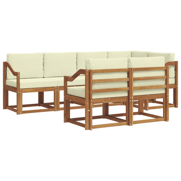 vidaXL Ensemble de canapés d'extérieur 7 pc Naturel et Crème