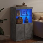 vidaXL Buffet avec lumières LED gris béton 60 5x37x100 cm