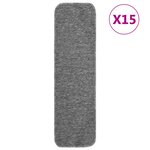 vidaXL Tapis d'escalier antidérapants 15Pièces 75x20cm Gris Rectangulaire