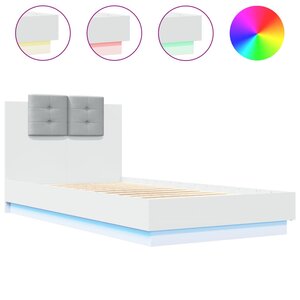 vidaXL Cadre de lit avec tête de lit et lumières LED blanc 90x190 cm
