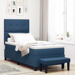 vidaXL Lit à ressort avec matelas et banc bleu 100x200 cm en tissu