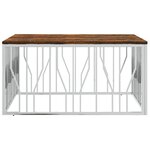 vidaXL Table basse argenté acier inoxydable/bois massif récupération
