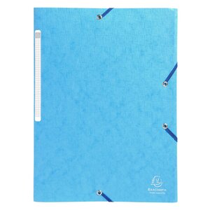 Chemises À Élastiques Carte Lustrée 3 Rabats Monobloc - Turquoise - X 50 - Exacompta