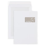 Lot de 100: pochette dos carton blanche  auto-adhésive 28x40 cm