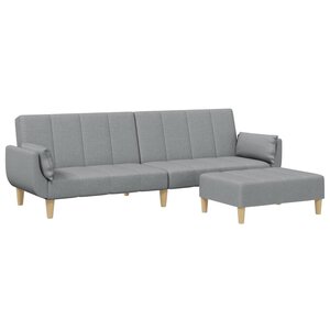 vidaXL Canapé-lit à 2 places avec repose-pied gris clair tissu