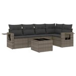 vidaXL Salon de jardin 6 Pièces avec coussins gris résine tressée