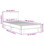 vidaXL Cadre de lit chêne sonoma 90x190 cm bois d'ingénierie et métal