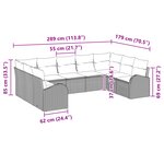 vidaXL Ensemble de canapé de jardin 9 pièces avec coussins Noir Poly Rattan